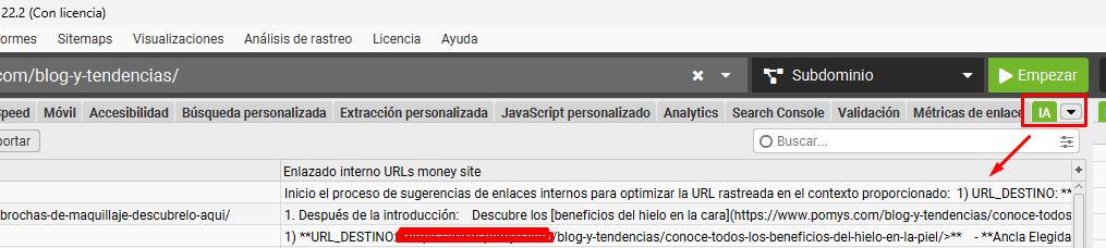 Resultado enlazado interno
